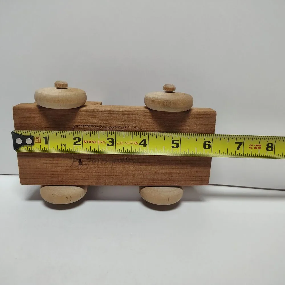 Vintage Handcrafted California Redwood Rolling Wooden Wheel Toy Flatbed Truck